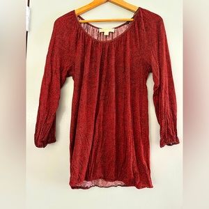 Michael Kors small red animal print scoop neck 3/4 sleeve top